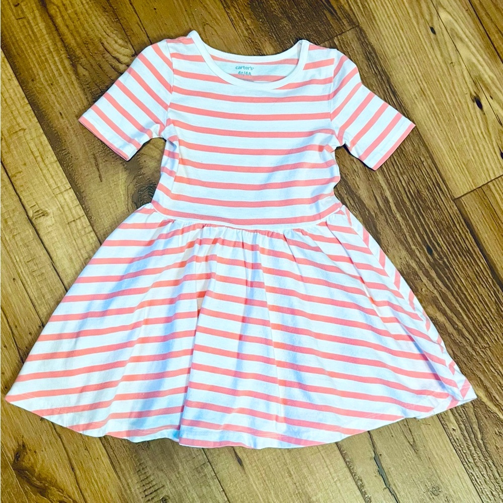 Carter’s Pink and White Striped dress size 4T